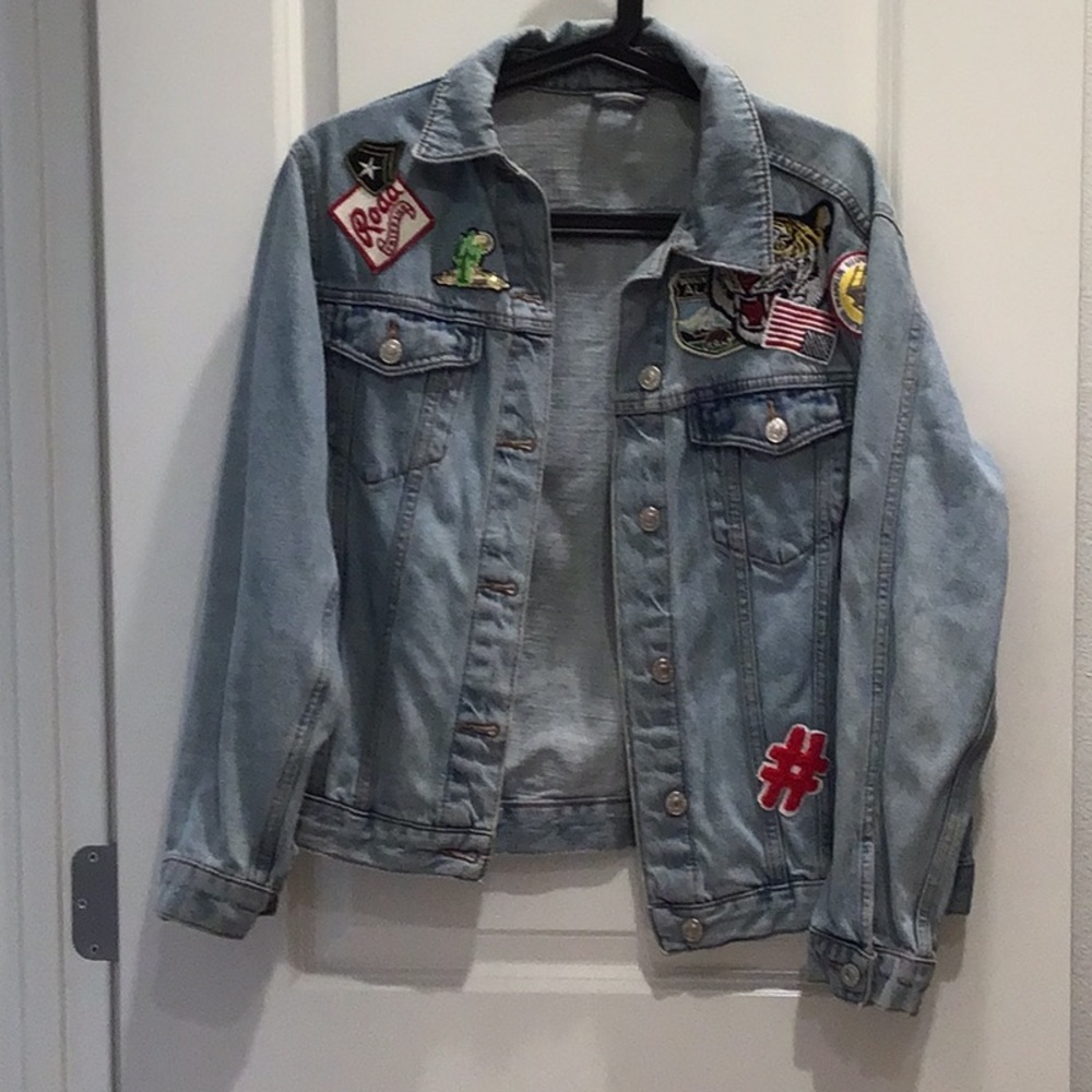 Denim jacket with tag